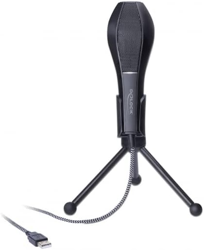 DeLOCK USB Kondensator Mikrofon Microphone, Standmikrofon, Aufnahmemikrofon mit Tischständer für PC