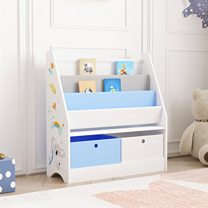 [en.casa] Kinderregal Neda Bücherregal für Kinder mit 3 Ablagefächern Koala-Motiv Spielzeug Aufbewah