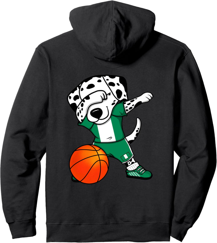 Dabbing Dalmatiner Nigeria Basketball Nigerianische Flagge Pullover Hoodie