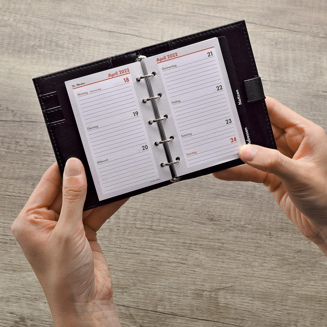 bsb Terminplaner Organizer Wochenplaner Terminkalender - 2026 - circa A8 - Softfolie, geprägt, schwa