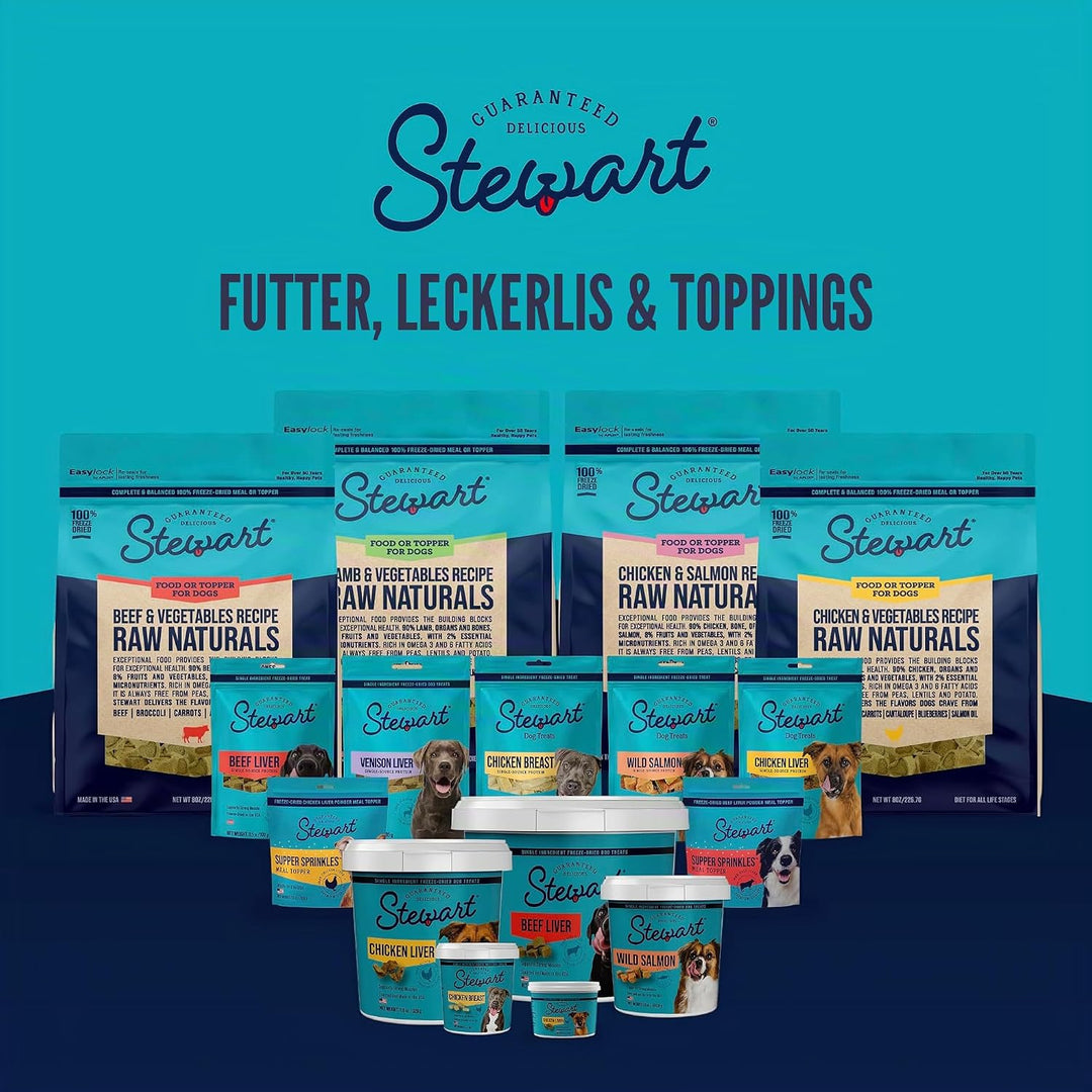 Stewart Gefriergetrocknete Hundeleckerlis, Rinderleber, getreidefrei und glutenfrei, wiederverschlie