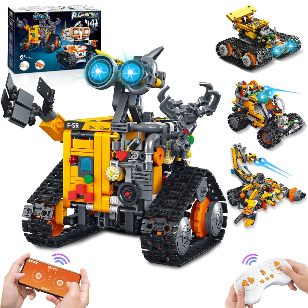 MOJINO Technik ab 5 6 7 8 9 10 11 12+ Jahre Jungen, 4 in 1 Roboter Kinder Roboticset mit App-Fernste