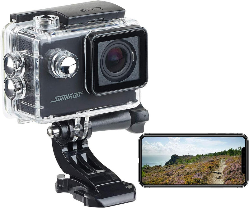 Somikon Action Cam 4K 60fps: Einsteiger-4K-Action-Cam, WLAN Full HD (60 fps) mit Unterwassergehäuse