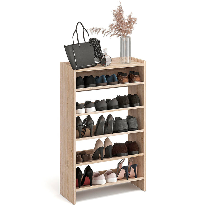 KOMTO Schuhregal Schmal - Schuhablage Flur mit 5 Ebenen Offener Schuhschrank Schuh Organizer Platzsp