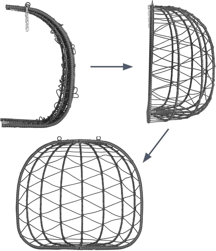 Juskys Doppelhängesessel Aria - Polyrattan Hängesessel mit Gestell & Kissen - Schaukel für Zwei Pers