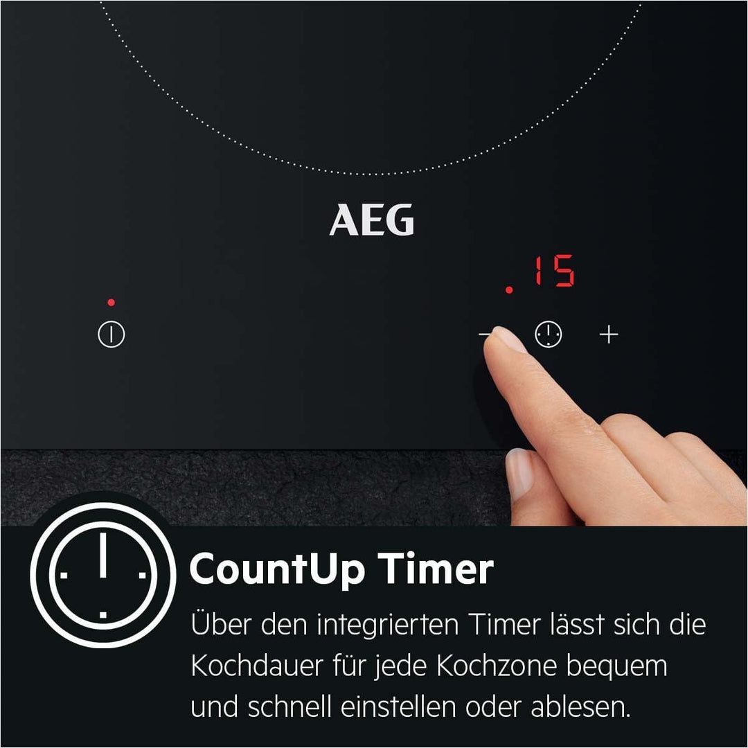 AEG HK634060XB Autarkes Kochfeld / Strahlenbeheizt / 60 cm / Edelstahlrahmen / 4 Kochzonen / Bräterz