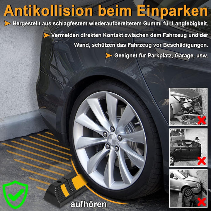 HENGMEI 4X Parkplatzsperre Garagenstopper Gummi Radstopper Parkplatzbegrenzer Anfahrschutz Parkplatz