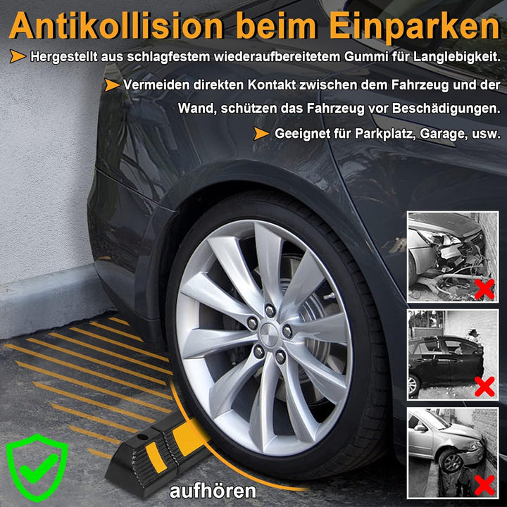 HENGMEI 4X Parkplatzsperre Garagenstopper Gummi Radstopper Parkplatzbegrenzer Anfahrschutz Parkplatz