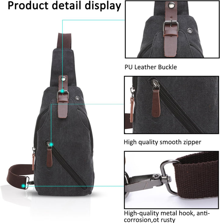 FANDARE Sling Bag mit Kopfhöreröffnung Studenten Party Outdoor Multifunktional Umhängetasche Damen/H