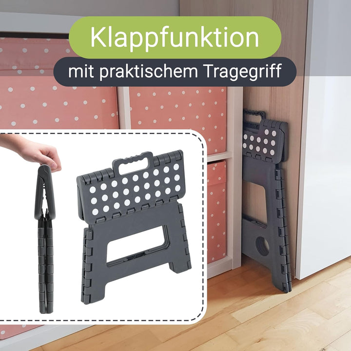 ZOLLNER Tritthocker faltbar - Klapphocker für Kinder und Erwachsene bis 120kg - Anti-Rutsch-Beschich