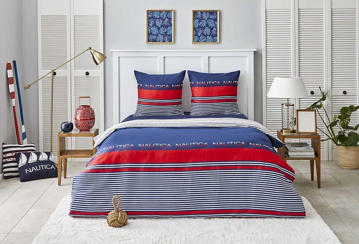 Nautica Home Drifting BETTWÄSCHE Set Satin 100% Baumwolle 155X220 + 80X80, 155x220