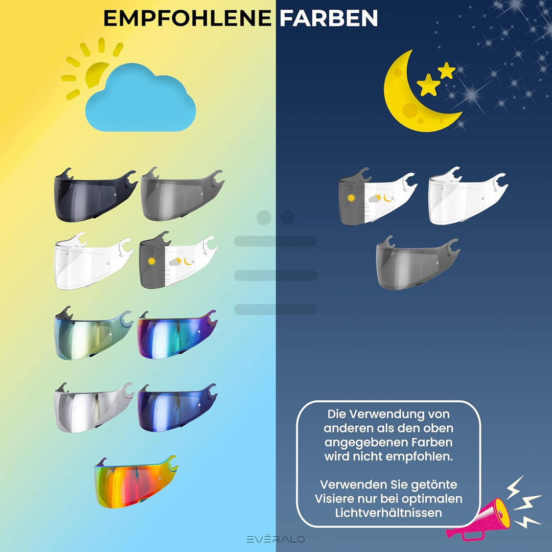 Everalo Kompatibel mit Shark Skwal 2 Visier - Spartan - Spartan 1.2 - Skwal - D Skwal - Helmvisier V