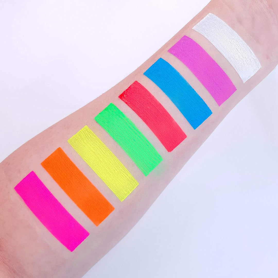 24 x 10ml UV-Bodypaint Körpermalfarben Schwarzlicht fluoreszierende Schminke Bodypainting Neon Farbe