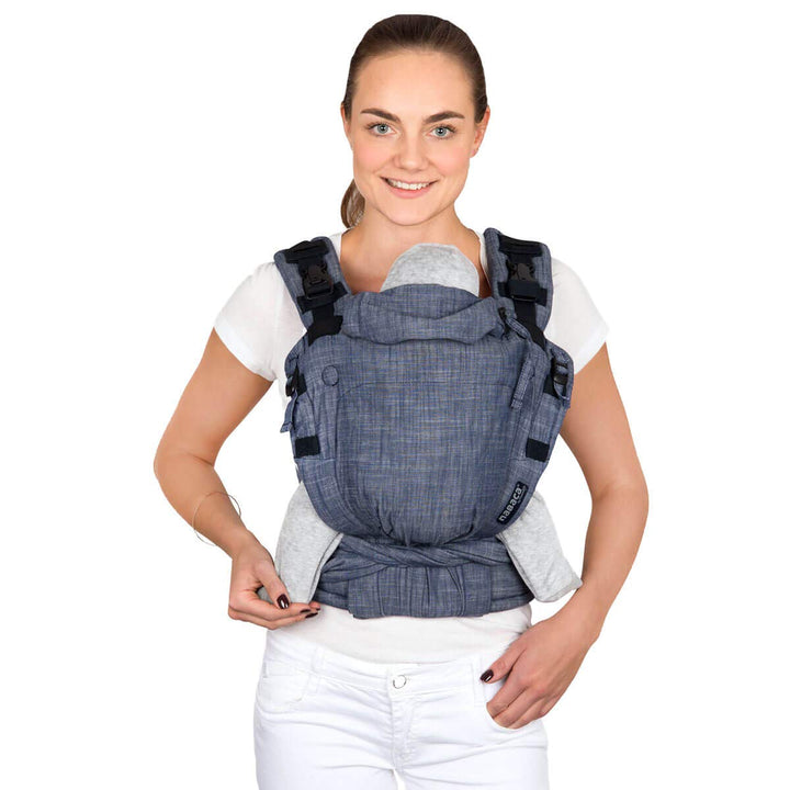 Hoppediz ♥ NABACA Komfort-Modultrage Basic-Set Popeline denim - Babytrage ab Geburt ✓ Bauchtrage ✓ R