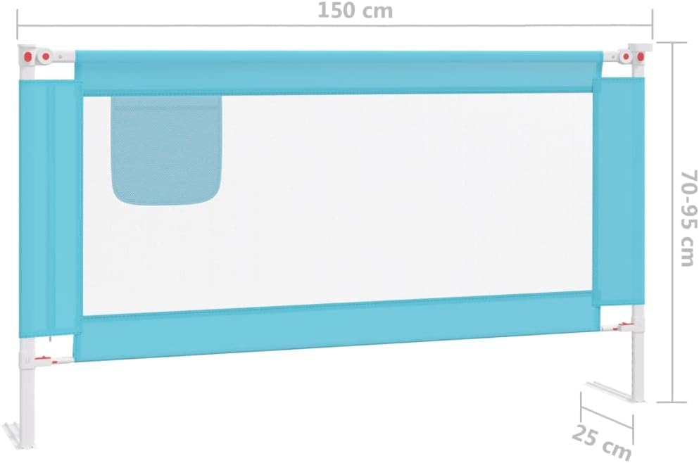 homiuse Kleinkind-Bettschutzgitter 150x25 cm Blau Stoff Rausfallschutz Bettumrandung Babybett Bettgi