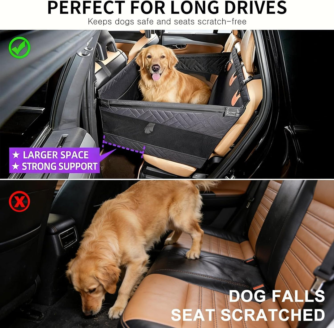 Autositz für Hunde, grosses Format, 73 x 53 x 53 cm – sicherer Hundekorb mit 4 Gurten – faltbar, was