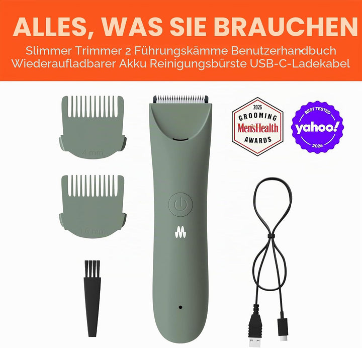 MERIDIAN Schlanker Trimmer, Scham- & Körperhaarschneider, Bikini-Haarentfernung, keine Kerben, Rasie