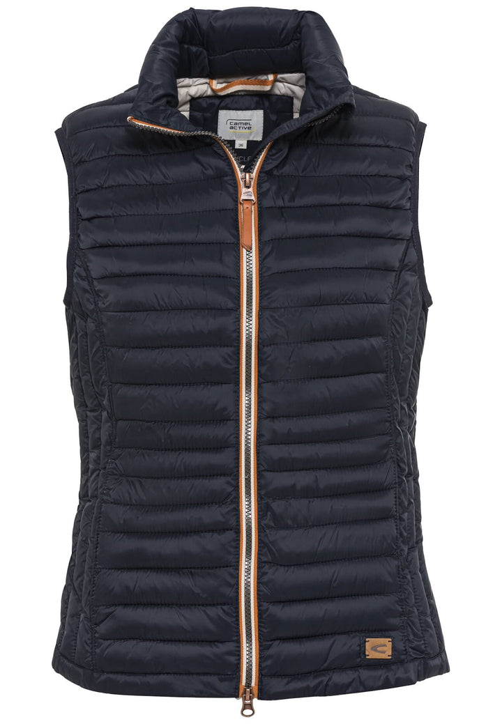 camel active Damen kurze leichte Steppweste mit elastischen Bündchen 70 Dunkelblau, 70 Dunkelblau