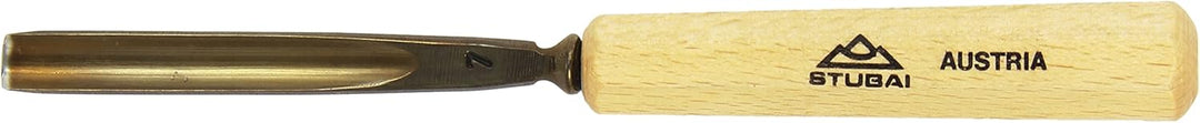 STUBAI Stemmeisen Stechbeitel Serie 52 - Form 7 | Gerades Hohleisen - 10 mm, mit Holzgriff, für Figu
