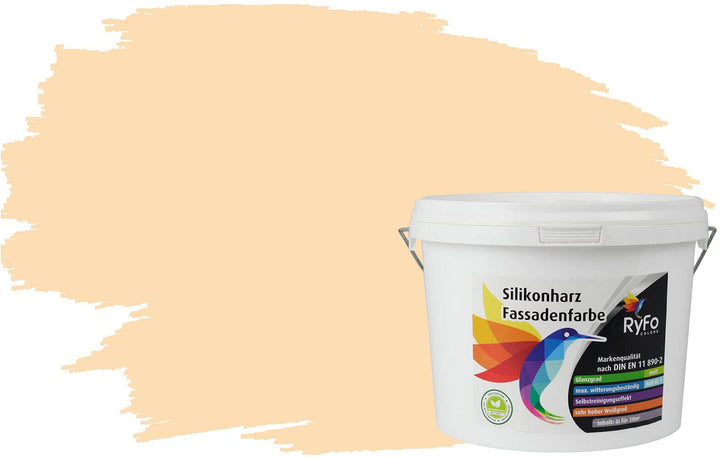 RyFo Colors Silikonharz Fassadenfarbe Lotuseffekt Trend Weisstöne Apricot 3l - bunte Fassadenfarbe,