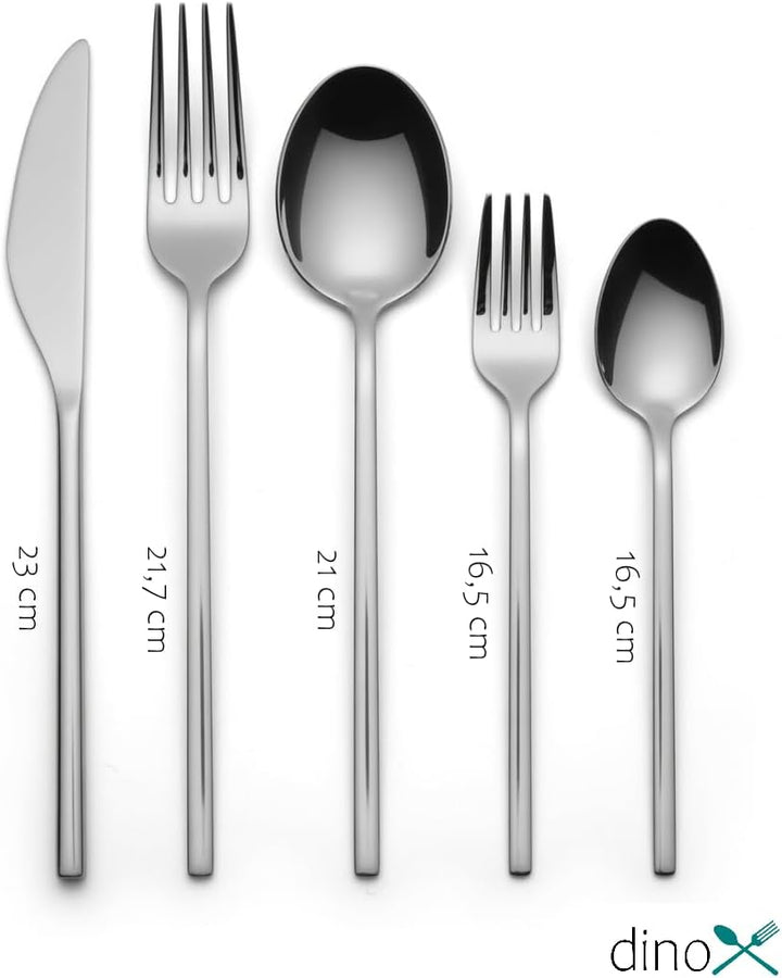 DINOX TANGO Besteckset - 30-teilig Edelstahl für 6 Personen - Designbesteck mit fliessenden Linien,