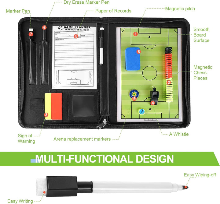 Professional Tragbar Taktikboards, Magnet Fussball Coach-Board Taktikmappe Coach-Mappe mit Trainings