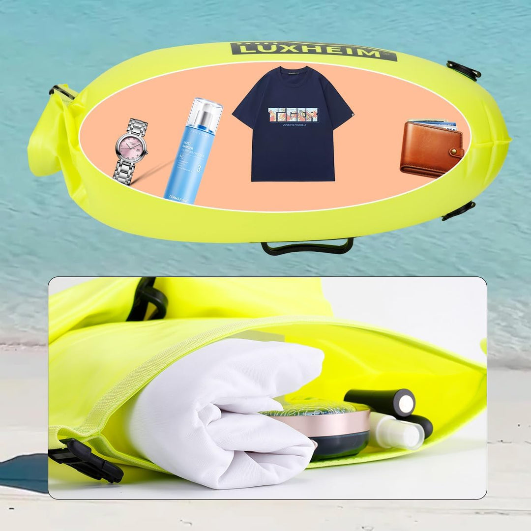 28L Schwimmboje Trockensack mit Doppelairbag, Aufblasbare Schleppschwimmer Boje für Erwachsene Freiw