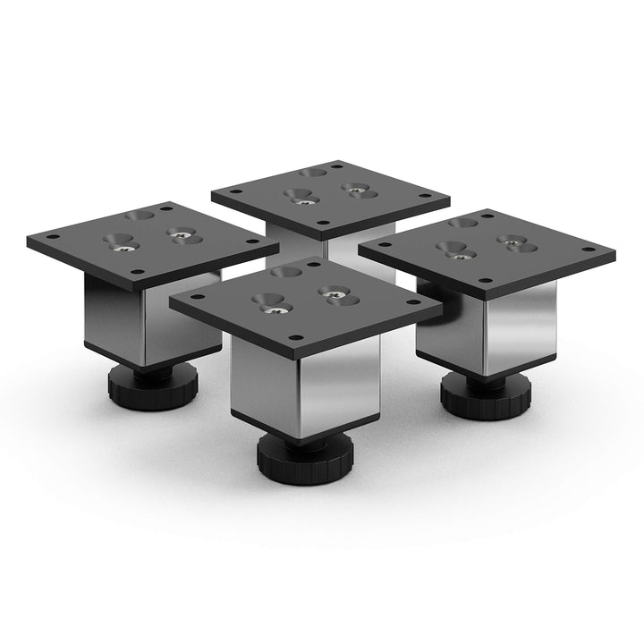 Sossai Exklusiv Möbelfüsse E4MF, höhenverstellbares 4er Set, Höhe: 60 mm, Chrom, aus Aluminium 45 x