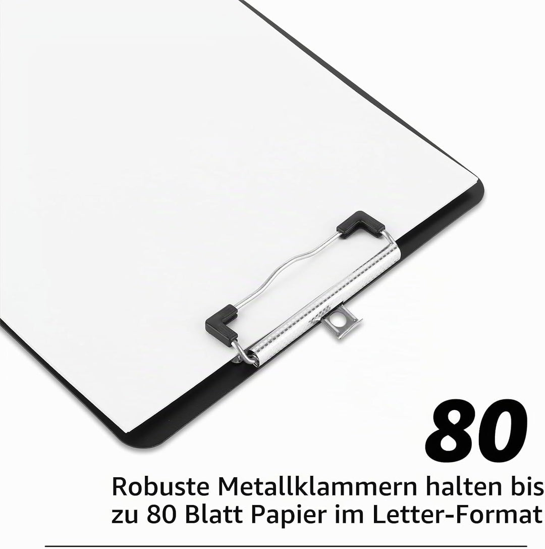 6 Stück Kunststoff Klemmbrett A4, Klemmbrett A4 Kunststoff Klemmbrettmappe mit Metalklemme und Aufhä
