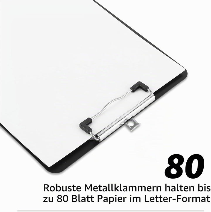 6 Stück Kunststoff Klemmbrett A4, Klemmbrett A4 Kunststoff Klemmbrettmappe mit Metalklemme und Aufhä