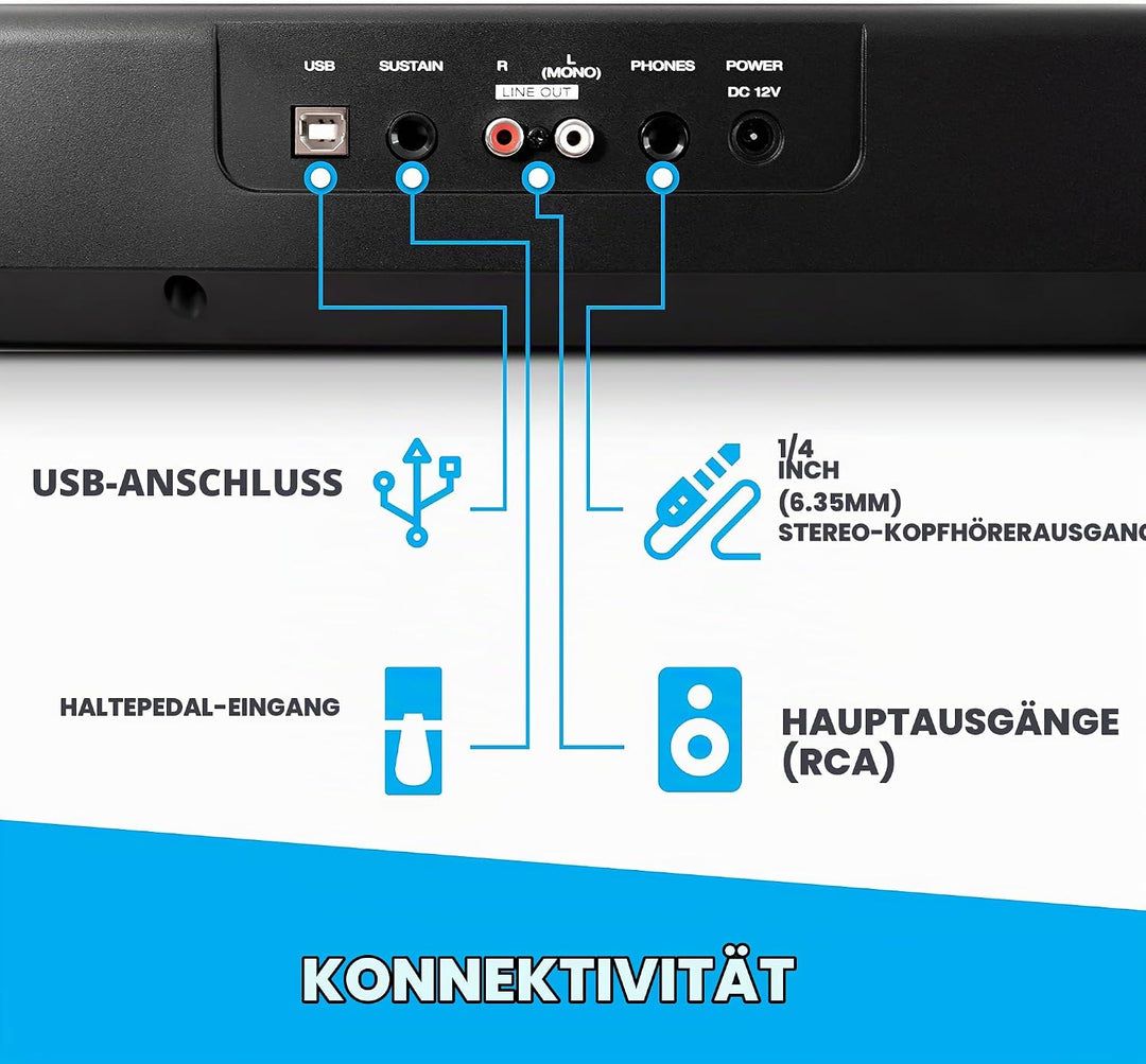 Alesis Recital - 88-Tasten Einsteiger Digital Piano Keyboard mit halbgewichteten Tasten &amp; M-Audio SP