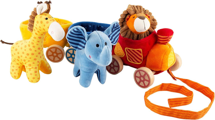 SIGIKID 41083 Safari-Zug Soft PlayQ Mädchen und Jungen Babyspielzeug empfohlen ab 3 Monaten mehrfarb