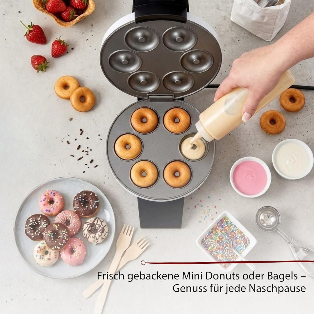 Cloer 6121 Donut Maker für 6 Mini-Donuts oder Bagels, Antihaftbeschichtung, rote Kontrollleuchte, pl