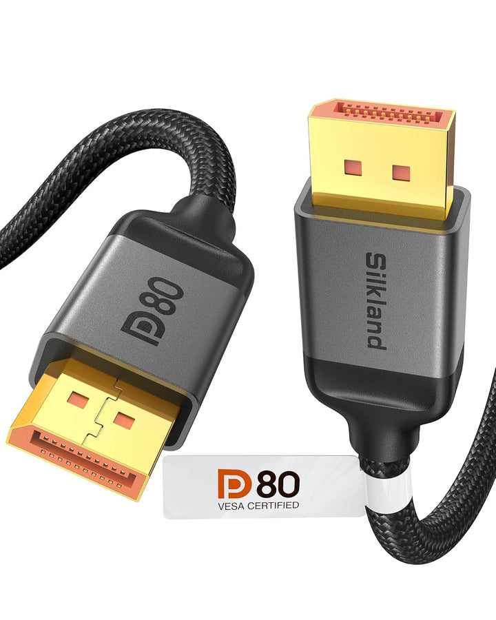 Silkland 80Gbps DisplayPort Kabel 2.1 2M [VESA-Zertifiziert] DP80, [8K@240Hz 4K@540Hz 360Hz 240Hz 18
