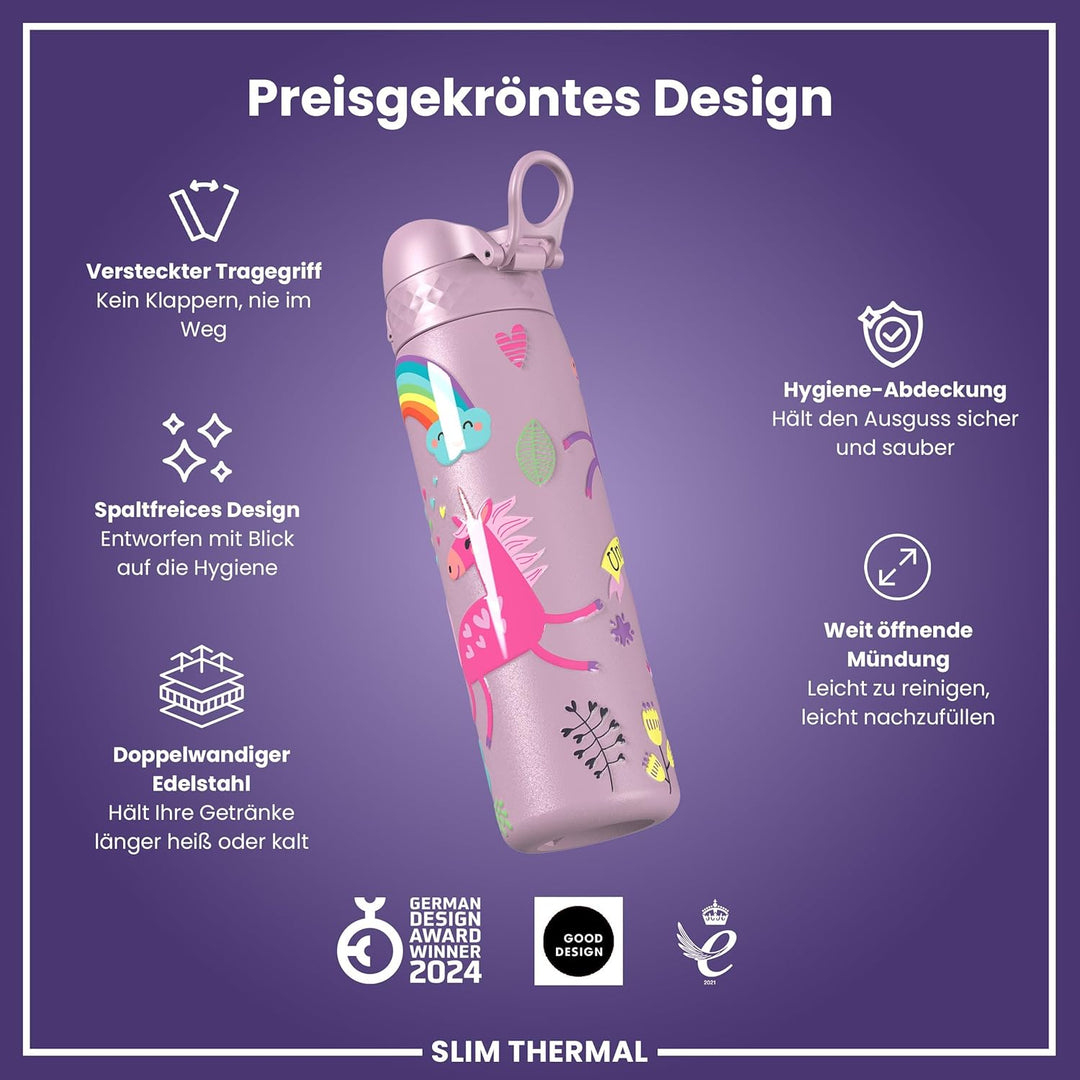 ion8 Vakuumisolierte Edelstahl-Trinkflasche, 500 ml, Auslaufsicher, Einhandöffnung, Sichere Verriege