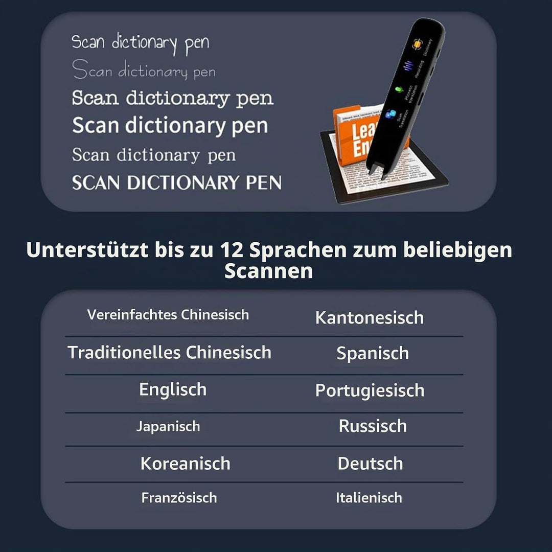 Scan-Lesestift, Übersetzerstift, Text-zu-Sprache-Lesestift, Digitaler Stiftleser, Kabelloser Überset