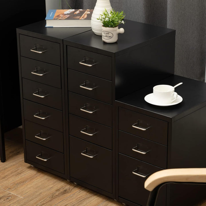 HollyHOME Mobiler Aktenschrank mit 5 Schubladen, rollender Akten-Organizer, Metall-Aufbewahrungsschr