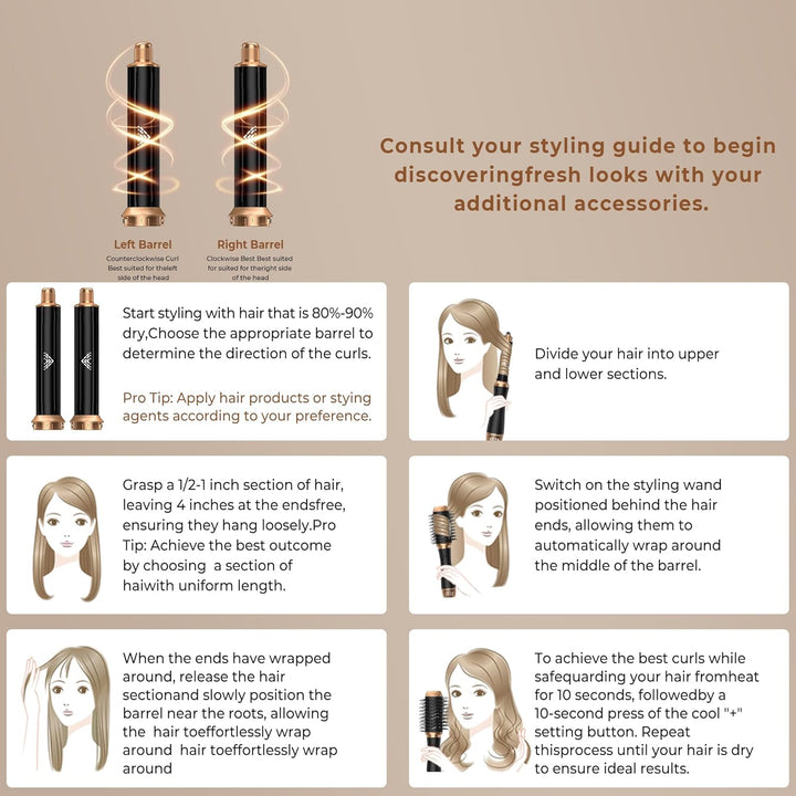 Airstyler Hair Styler Set 6 In 1 Haarstyler Mit Rundbürstenföhn Haarstyler Warmluftbürste föhn diffu