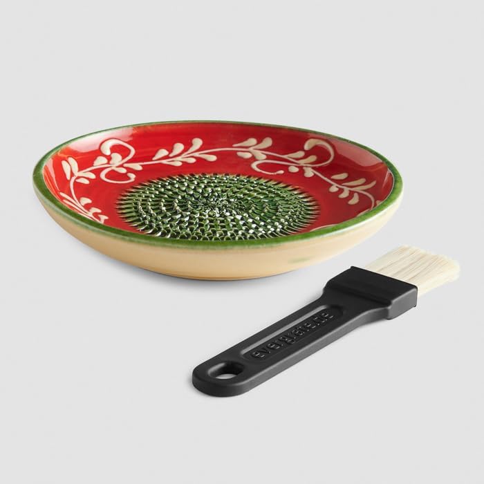evergrate Geniales Duo: Tellerreibe + Dipschale Motiv Fernando mit 2 Küchenpinsel und 2 Rezepthefte,