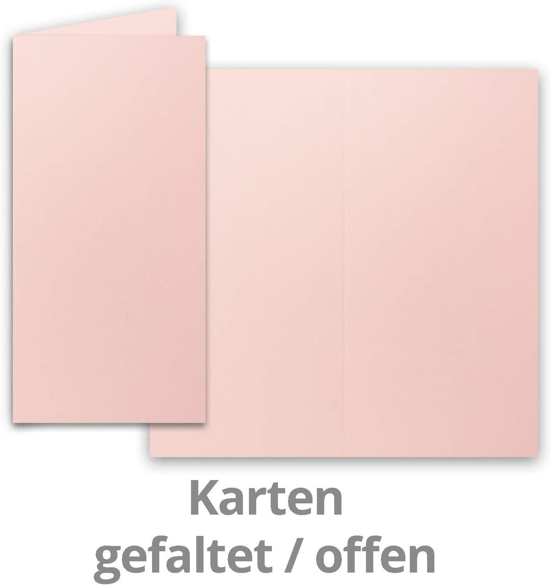 75x Faltkarten-Set mit Briefumschlägen DIN Lang in Rosa - 21 x 10,5 cm - Blank Klappkarten und Umsch
