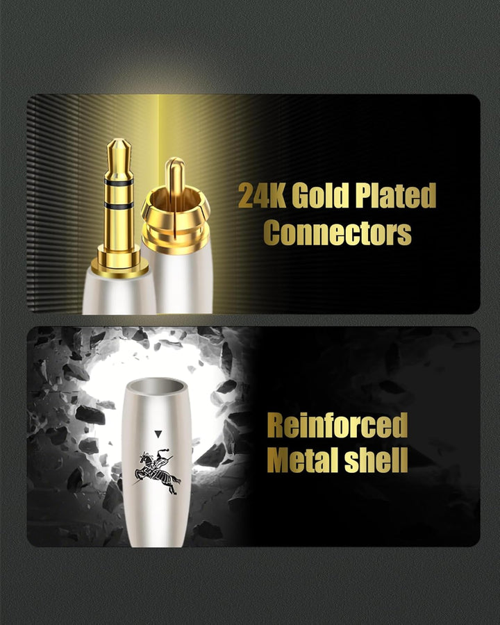 Impeto 3,5mm Klinke auf 2 Cinch Y Kabel Adapter [2m] Aux auf 2 RCA kabel Audio Kabel, 6N OFC cinch a