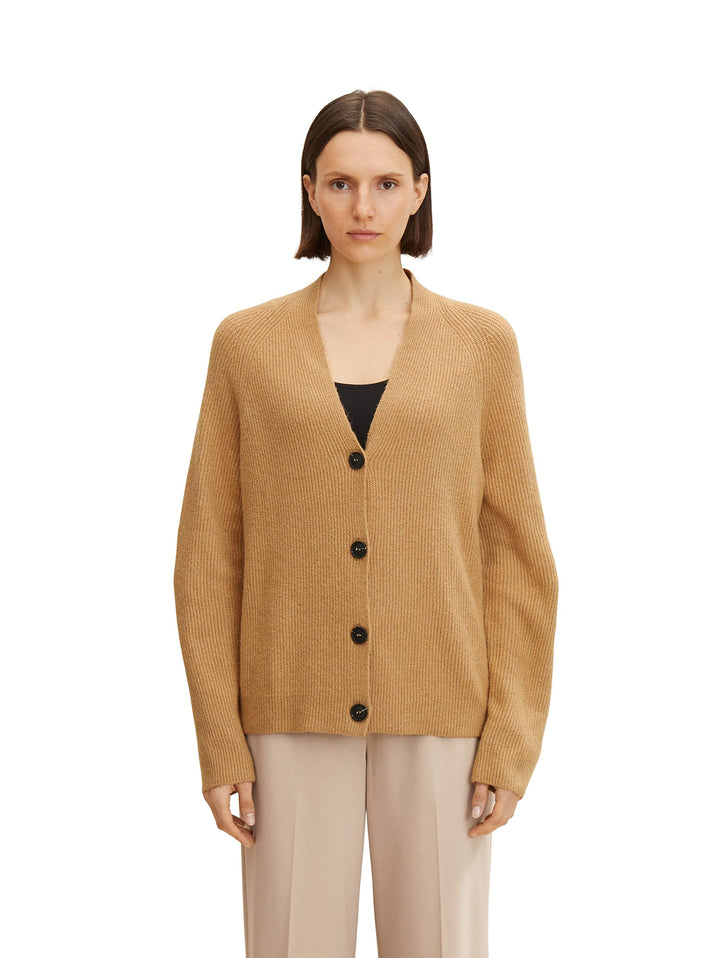TOM TAILOR Damen Basic Cardigan XL 30263 - Soft Light Camel Melange, XL 30263 - Soft Light Camel Mel