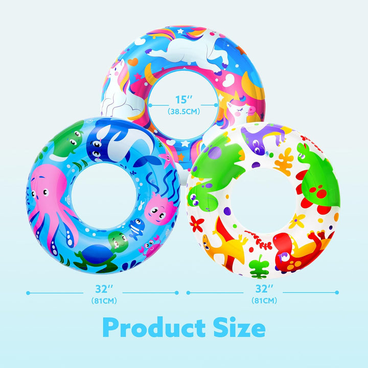 JOYIN 3 Pack Aufblasbarer Schwimmreifen mit Glitzern 32.5"/82.55cm, Schwimmring, Sommer Wasser Schwi