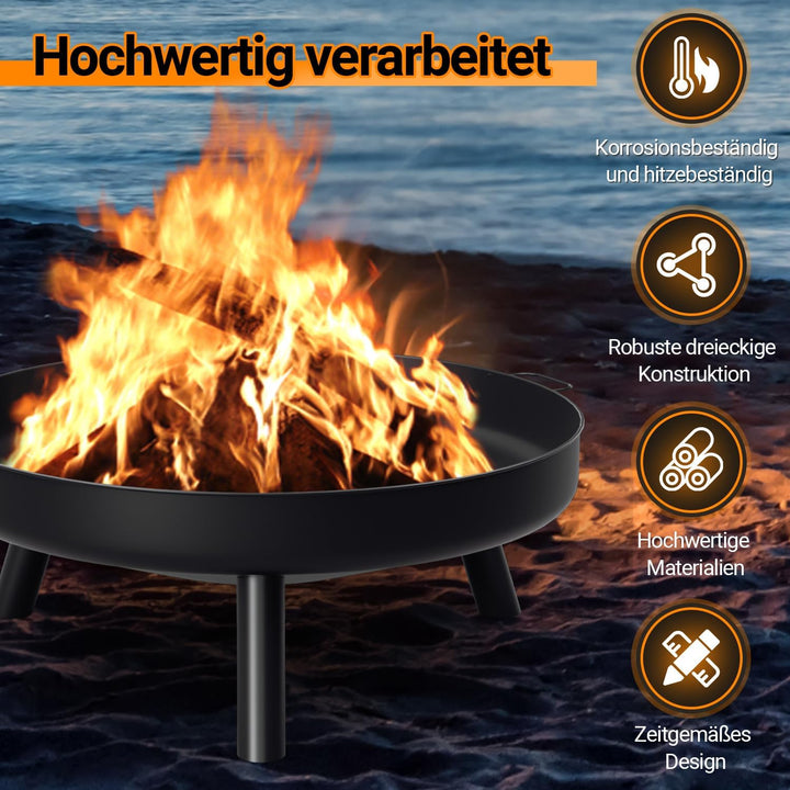 Peviasot Feuerschale, Feuerkorb Ø 80 cm, Feuerschalen für den Garten mit 3 Abnehmbaren Beinen und Gr