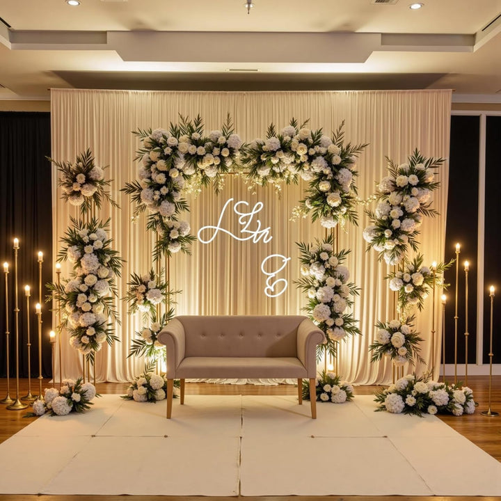 4 Stücke 1,5×3cm Beige Hintergrund Vorhänge für Hochzeit Party 100% Polyester Falten freie Beige Hin