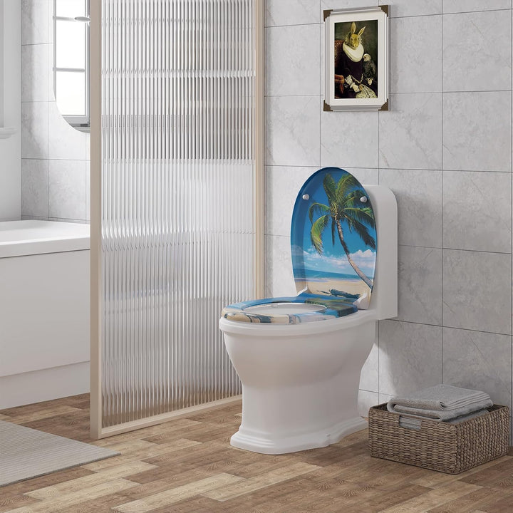 WOLTU Toilettendeckel mit Absenkautomatik, WC Sitz Deckel oval, Klodeckel mit Quick-Release für einf