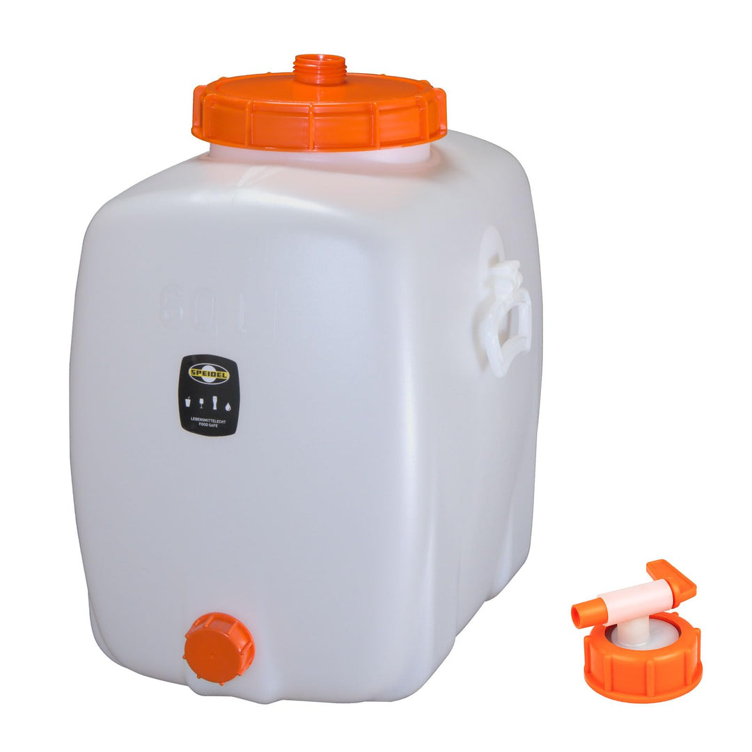 Mostfass 60 Liter mit Auslaufhahn NW10, Gärfass PE (60 L oval) für Most, Wein, Cider, Säfte, Glühwei