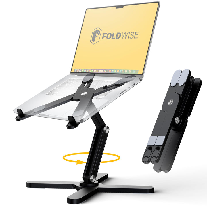FoldWise X Premium Laptop-Ständer für Schreibtisch - 100% Aluminium, tragbar & 360° drehbar - Höhen-