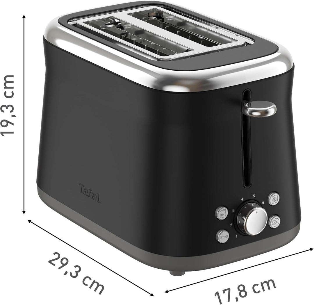 Tefal Collection Doppelschlitz-Toaster, extra hoher Hebel, 8 Bräunungsstufen, 4 Funktionen, breite S