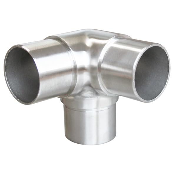 Eckfitting mit 90° Winkel, für Rohr Ø 42,4x2,0 Edelstahl V2A Rohrverbinder Verbinder für Rohre Gelän